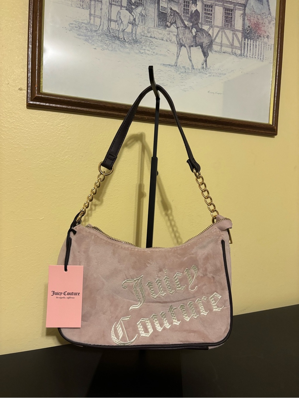 Juicy Couture Pink Shoulder Bag with Gold Chain Accents